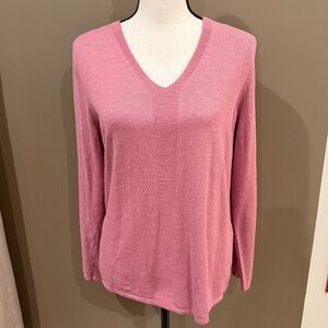 J. Jill Women's Dusty Rose Pink V-neck Long Sleeve Sweater, Size Large